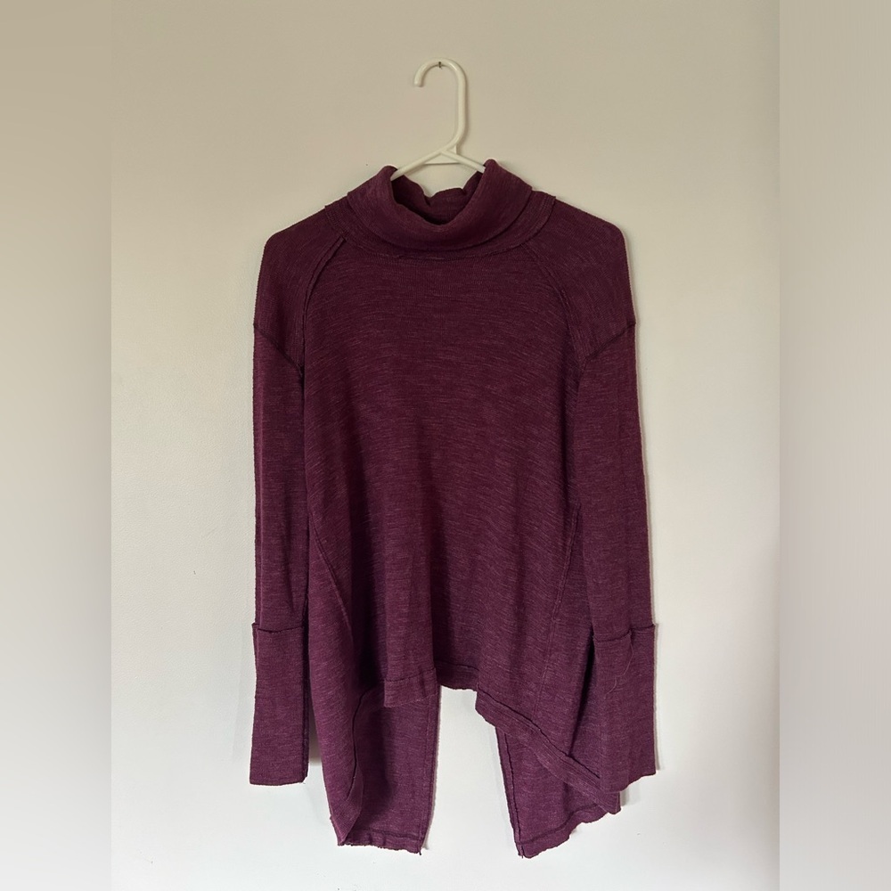 We The Free Free People Women's Red Knit Split Back Turtleneck Top Smal - Picture 2 of 7